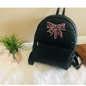 Betsey Johnson backpack quilted heart black New